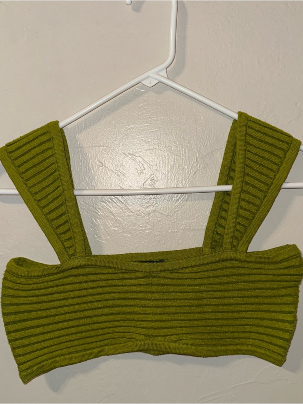 wild fable Olive Green Ribbed Square-Neck Crop Top